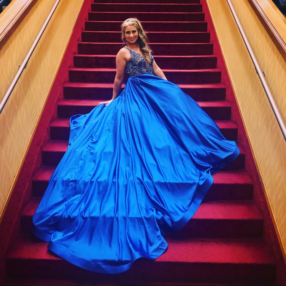 Mac Duggal Sapphire Blue Couture Gown